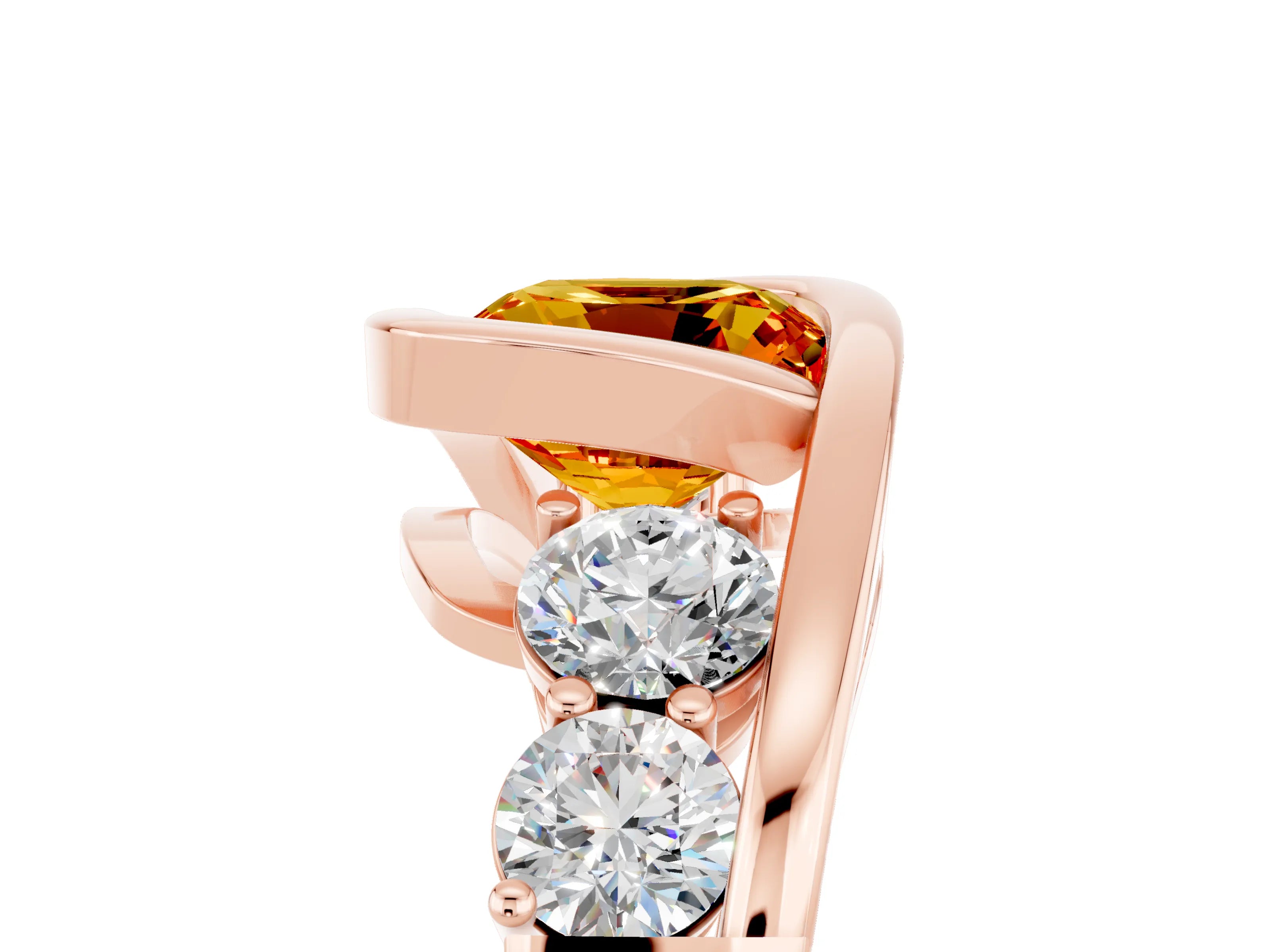 Rose gold Bezel Set Cushion Cut Diamond Split Shank Ring_5