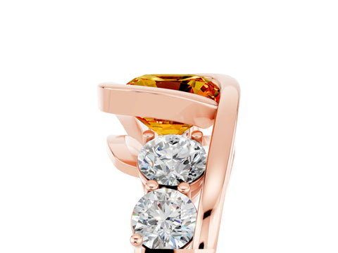 Rose gold Bezel Set Cushion Cut Diamond Split Shank Ring_5