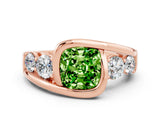 Rose gold Bezel Set Cushion Cut Diamond Split Shank Ring
