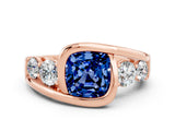 Rose gold Bezel Set Cushion Cut Diamond Split Shank Ring