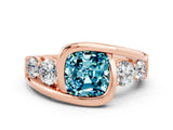 Rose gold Bezel Set Cushion Cut Diamond Split Shank Ring