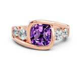 Rose gold Bezel Set Cushion Cut Diamond Split Shank Ring