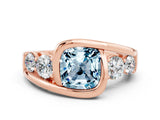 Rose gold Bezel Set Cushion Cut Diamond Split Shank Ring