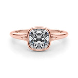 Rose gold Bezel Set Cushion Cut Solitaire Ring 1