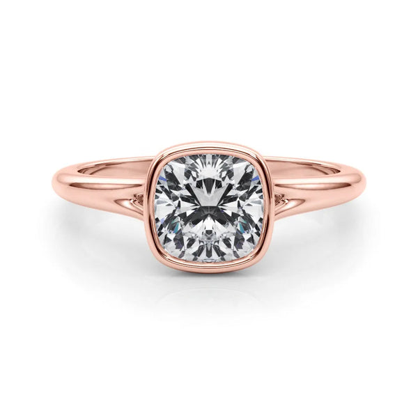 Rose gold Bezel Set Cushion Cut Solitaire Ring