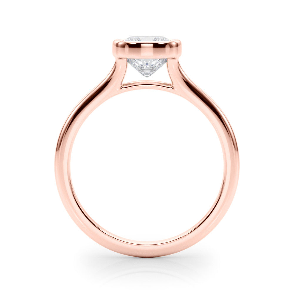 Rose gold Bezel Set Cushion Cut Solitaire Ring 2