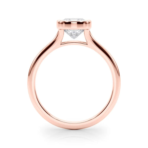 Rose gold Bezel Set Cushion Cut Solitaire Ring