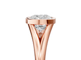 Rose gold Bezel Set Cushion Cut Solitaire Ring with Tapered Band