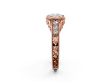 Rose gold Bezel Set Cushion Diamond Milgrain Pave Engagement Ring_38