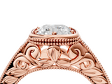 Rose gold Bezel Set Cushion Diamond Milgrain Pave Engagement Ring_40
