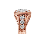 Rose gold Bezel Set Cushion Diamond Milgrain Pave Engagement Ring_41