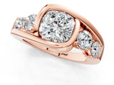 Rose gold Bezel Set Cushion Diamond Split Shank Ring_4