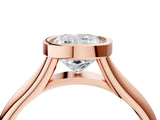 Rose gold Bezel Set Cushion Solitaire Diamond Ring with Smooth Band 5