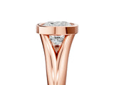 Rose gold Bezel Set Cushion Solitaire Diamond Ring with Smooth Band