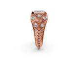 Rose gold Bezel Set Emerald Cut Diamond Milgrain Band Ring_11