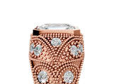 Rose gold Bezel Set Emerald Cut Diamond Milgrain Band Ring_14
