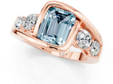 Rose gold Bezel Set Emerald Cut Diamond Split Shank Ring_1
