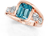 Rose gold Bezel Set Emerald Cut Diamond Split Shank Ring_1