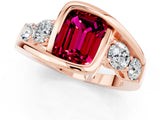 Rose gold Bezel Set Emerald Cut Diamond Split Shank Ring_1