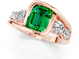 Rose gold Bezel Set Emerald Cut Diamond Split Shank Ring_1