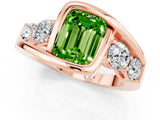 Rose gold Bezel Set Emerald Cut Diamond Split Shank Ring_1