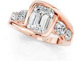 Rose gold Bezel Set Emerald Cut Diamond Split Shank Ring_1