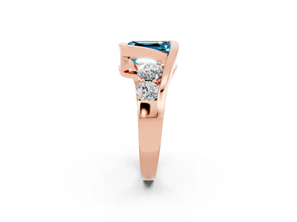 Rose gold Bezel Set Emerald Cut Diamond Split Shank Ring