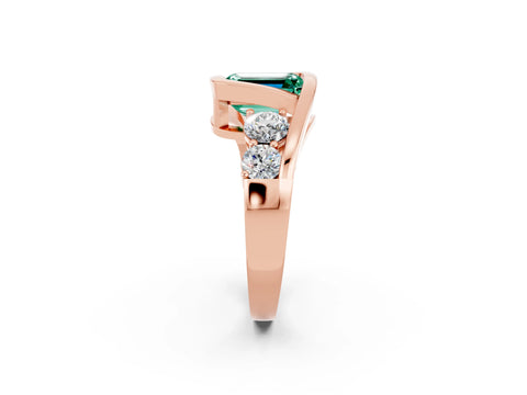 Rose gold Bezel Set Emerald Cut Diamond Split Shank Ring_2