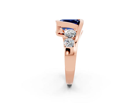 Rose gold Bezel Set Emerald Cut Diamond Split Shank Ring_2