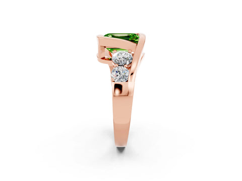 Rose gold Bezel Set Emerald Cut Diamond Split Shank Ring_2