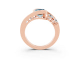 Rose gold Bezel Set Emerald Cut Diamond Split Shank Ring_3