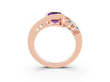 Rose gold Bezel Set Emerald Cut Diamond Split Shank Ring_3