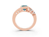 Rose gold Bezel Set Emerald Cut Diamond Split Shank Ring_3