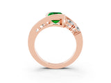 Rose gold Bezel Set Emerald Cut Diamond Split Shank Ring_3