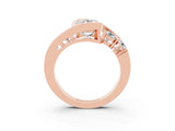 Rose gold Bezel Set Emerald Cut Diamond Split Shank Ring_3