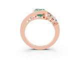 Rose gold Bezel Set Emerald Cut Diamond Split Shank Ring_3