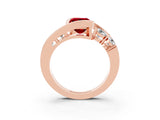 Rose gold Bezel Set Emerald Cut Diamond Split Shank Ring_3
