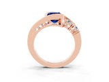 Rose gold Bezel Set Emerald Cut Diamond Split Shank Ring_3