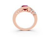 Rose gold Bezel Set Emerald Cut Diamond Split Shank Ring_3
