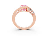 Rose gold Bezel Set Emerald Cut Diamond Split Shank Ring_3