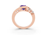 Rose gold Bezel Set Emerald Cut Diamond Split Shank Ring_3