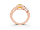 Rose gold Bezel Set Emerald Cut Diamond Split Shank Ring_3