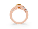 Rose gold Bezel Set Emerald Cut Diamond Split Shank Ring_3