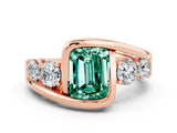 Rose gold Bezel Set Emerald Cut Diamond Split Shank Ring