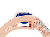 Rose gold Bezel Set Emerald Cut Diamond Split Shank Ring_4