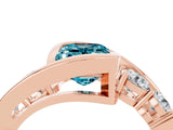 Rose gold Bezel Set Emerald Cut Diamond Split Shank Ring_4