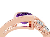 Rose gold Bezel Set Emerald Cut Diamond Split Shank Ring_4