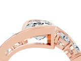 Rose gold Bezel Set Emerald Cut Diamond Split Shank Ring_4