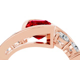 Rose gold Bezel Set Emerald Cut Diamond Split Shank Ring_4