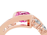 Rose gold Bezel Set Emerald Cut Diamond Split Shank Ring_4